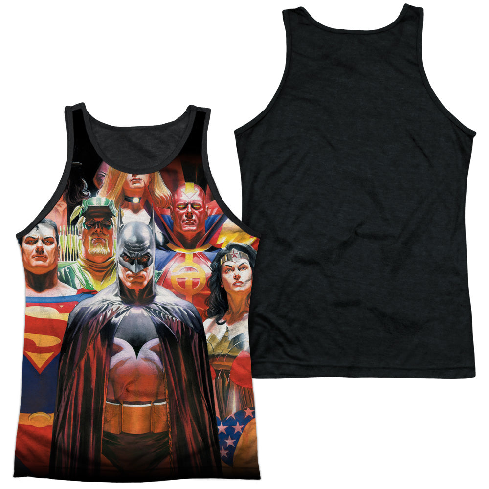 Jla Wall Of Heroes-adult Poly Tank Top