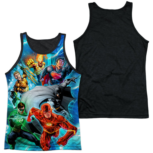 Jla - Lightning Team - Adult Poly Tank Top Black Back - White