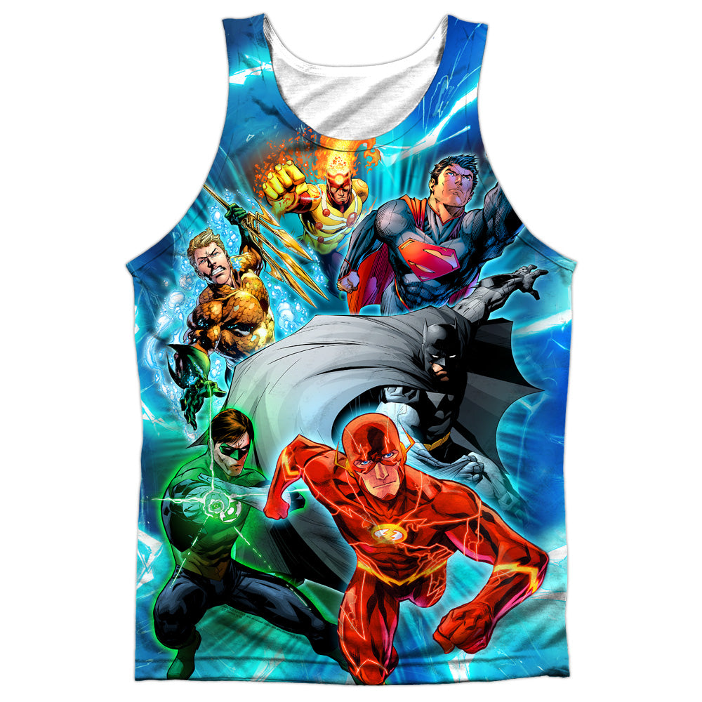Jla - Lightning Team - Adult 100% Poly Tank Top - White