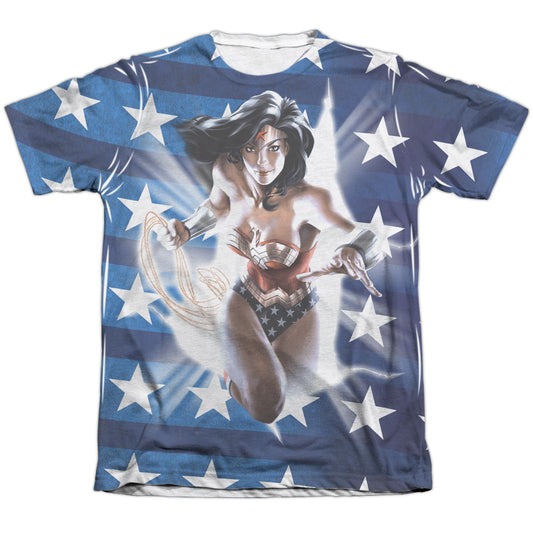 Jla - Ripped Flag - Adult Poly/cotton Short Sleeve Tee - White T-shirt