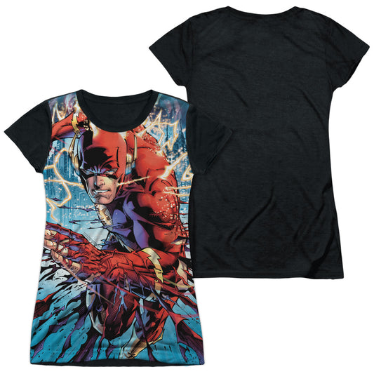 Jla - Ripping And Tearing - Short Sleeve Junior Poly Black Back - White T-shirt