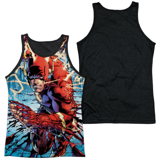 Jla - Ripping And Tearing - Adult Poly Tank Top Black Back - White