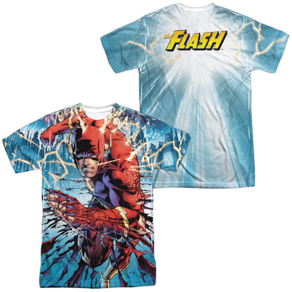 Jla - Ripping And Tearing (Front/back Print) - Short Sleeve Adult Poly Crew - White T-shirt