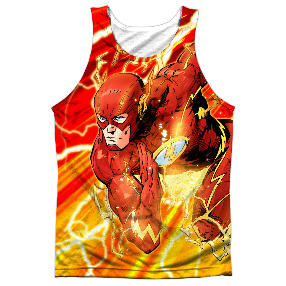 Jla - Lightning Dash - Adult 100% Poly Tank Top - White