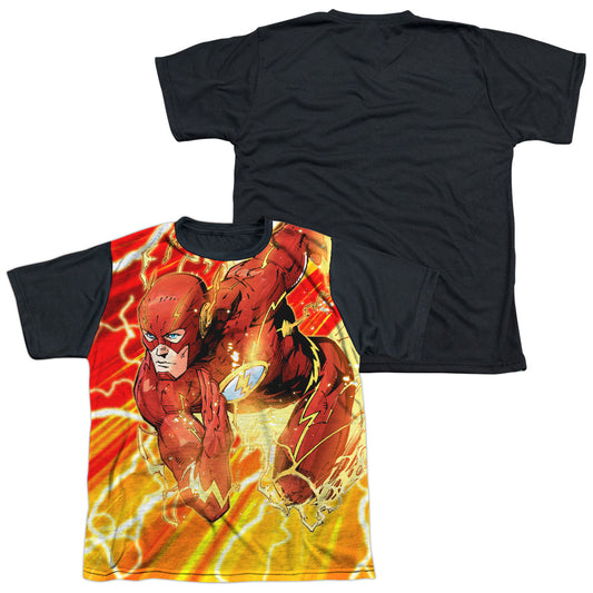 Jla - Lightning Dash - Short Sleeve Youth White Front Black Back   - White T-shirt