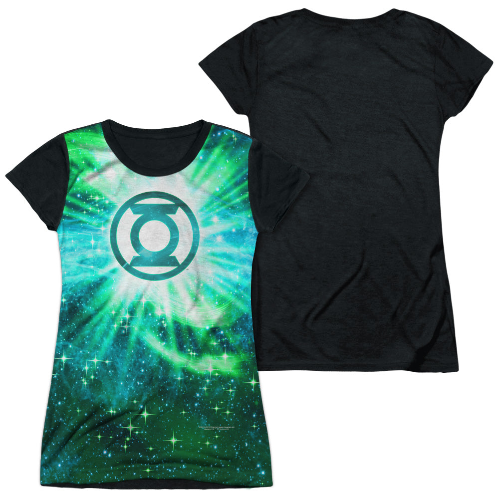 Jla - Power Swirl - Short Sleeve Junior Poly Black Back - White T-shirt
