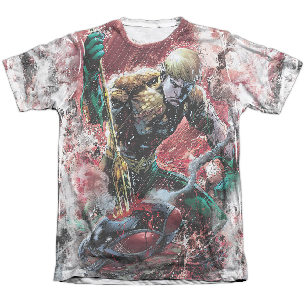 Jla - Aquaman Vs Manta - Adult Poly/cotton Short Sleeve Tee - White T-shirt