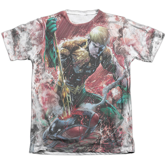 Jla - Aquaman Vs Manta - Adult Poly/cotton Short Sleeve Tee - White T-shirt