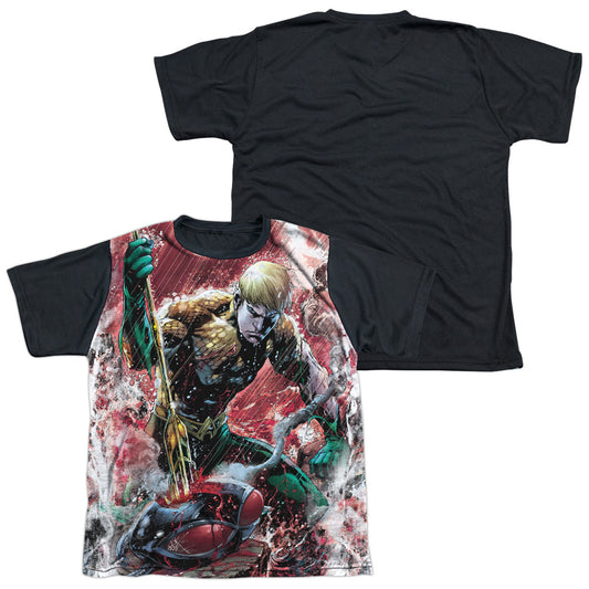 Jla - Aquaman Vs Manta - Short Sleeve Youth White Front Black Back   - White T-shirt