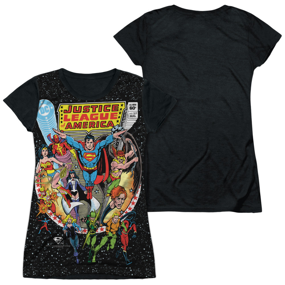 Jla - Stars - Short Sleeve Junior Poly Black Back - White T-shirt