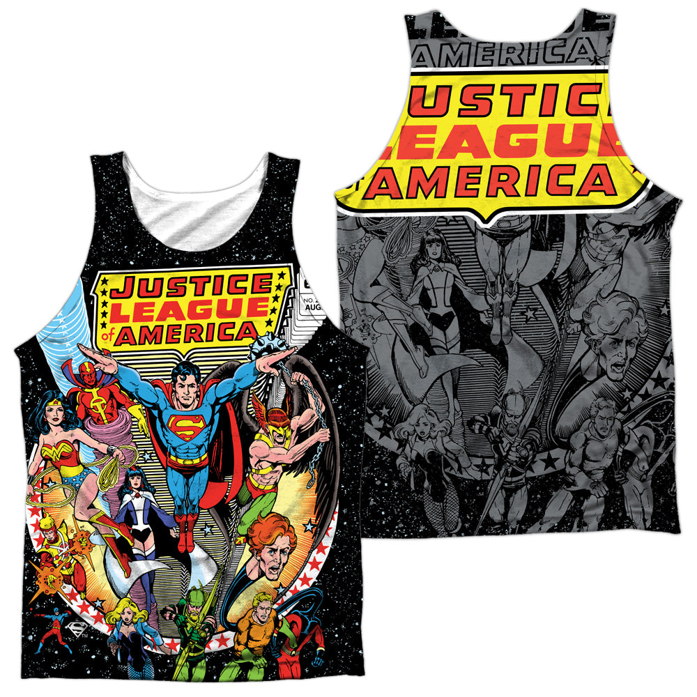 Jla - Stars (Front/back Print) - Adult 100% Poly Tank Top - White