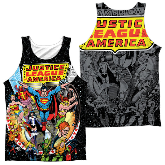 Jla - Stars (Front/back Print) - Adult 100% Poly Tank Top - White