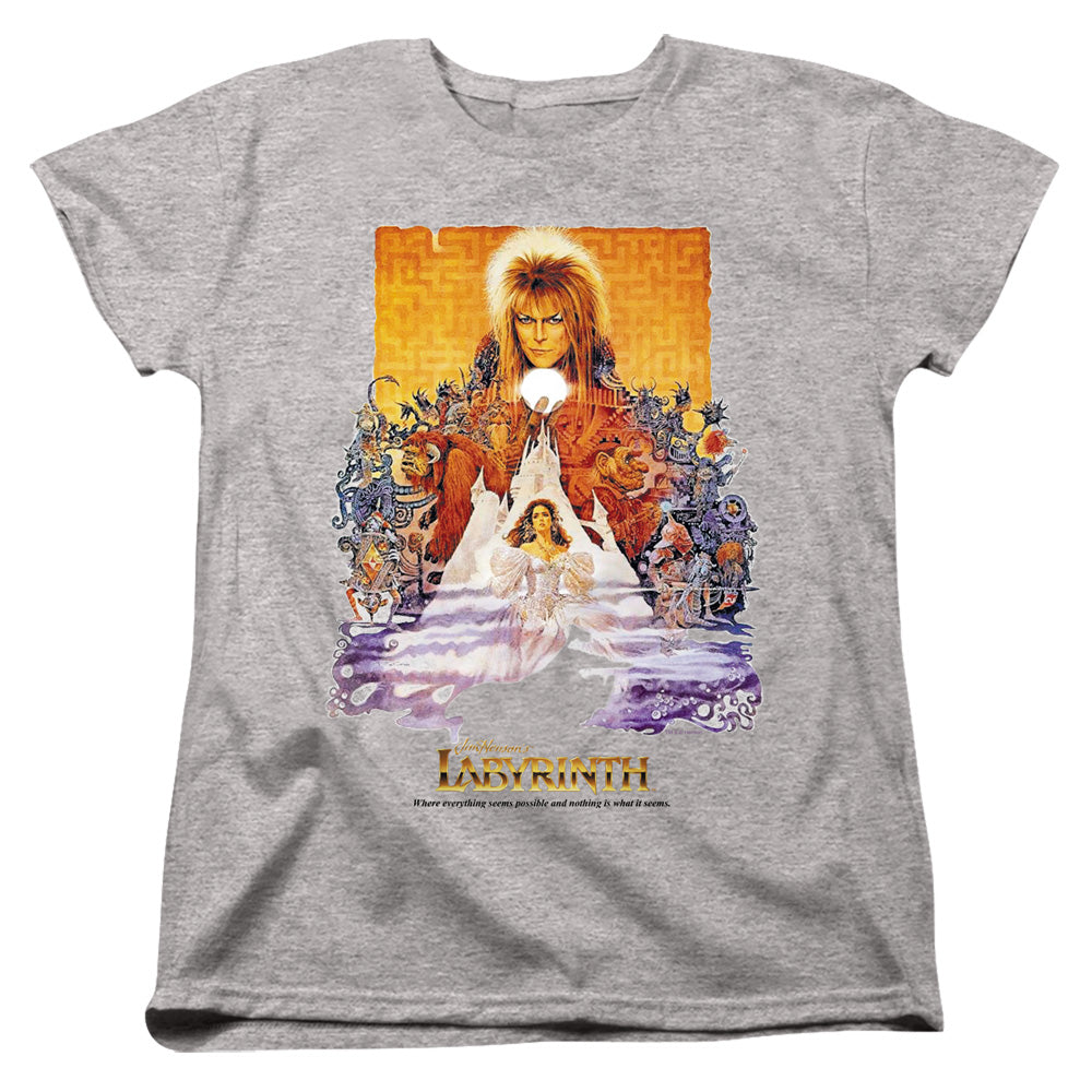 Labyrinth - Movie Poster - Short Sleeve Women"s Tee - Athletic Heather T-shirt