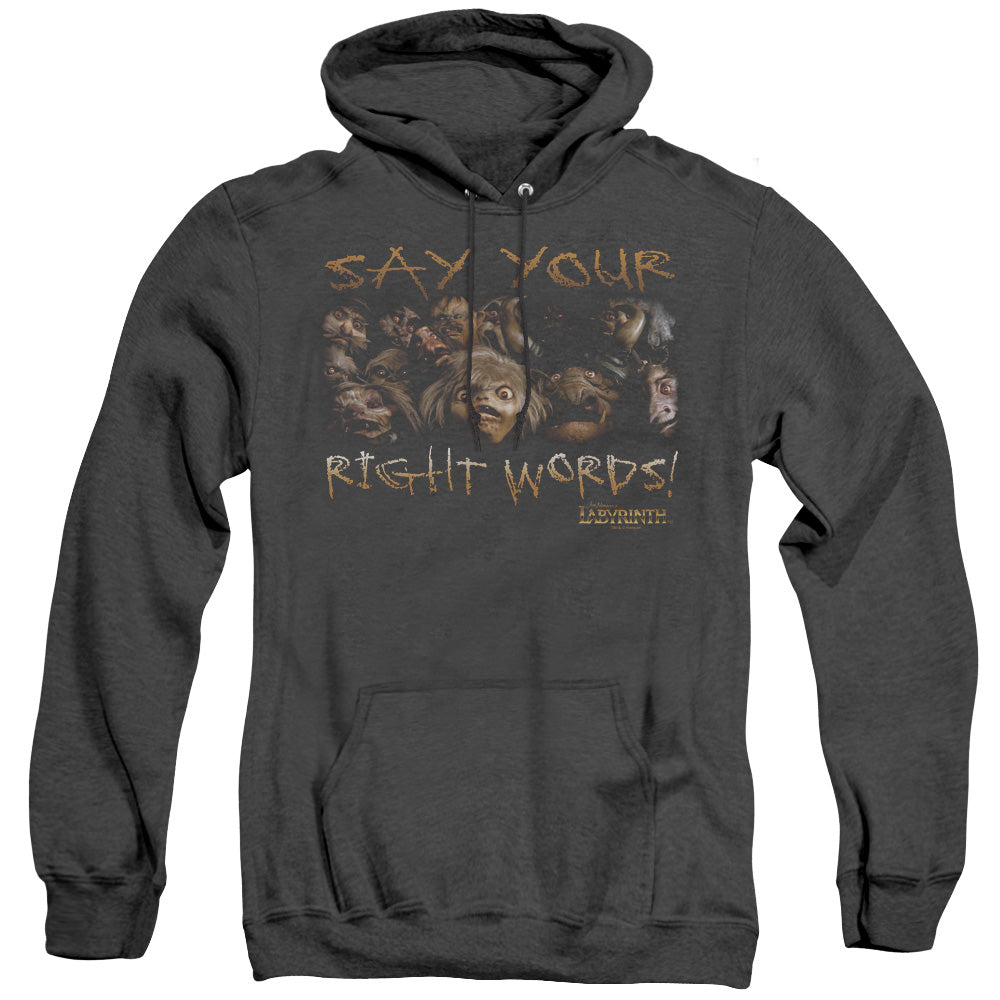 Labyrinth - Say Your Right Words - Adult Heather Hoodie - Black