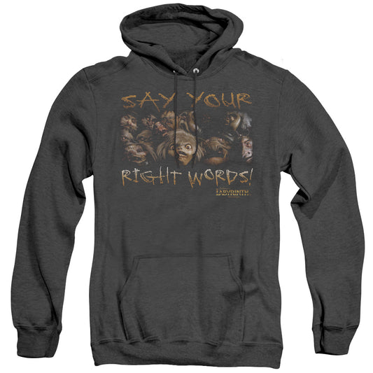Labyrinth - Say Your Right Words - Adult Heather Hoodie - Black