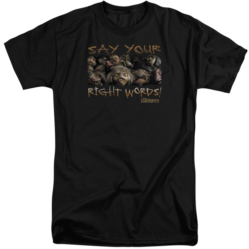 Labyrinth - Say Your Right Words - Short Sleeve Adult Tall - Black T-shirt