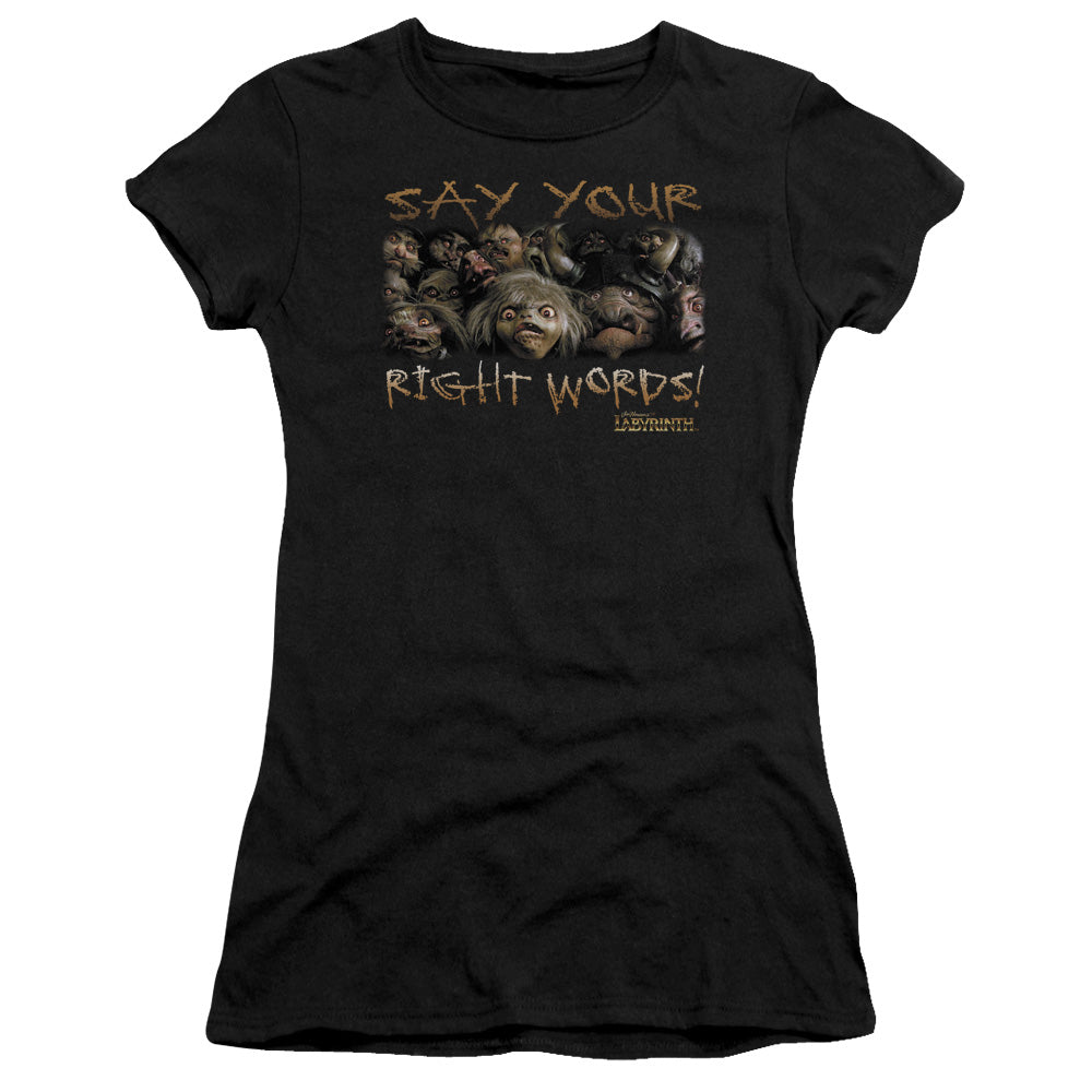 Labyrinth - Say Your Right Words - Short Sleeve Junior Sheer - Black T-shirt