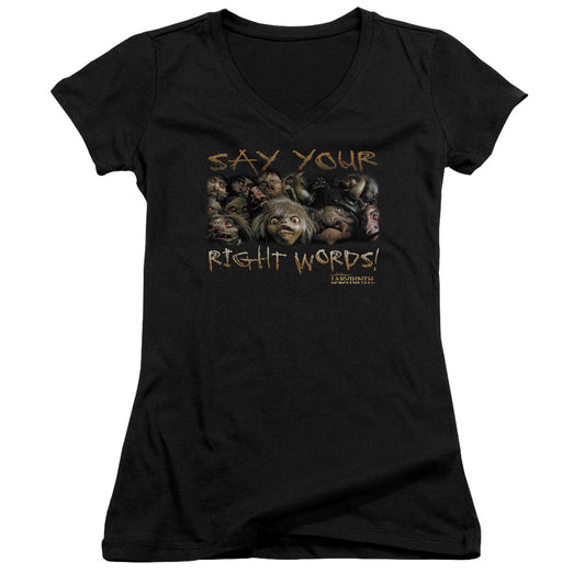 Labyrinth - Say Your Right Words - Junior V-neck - Black