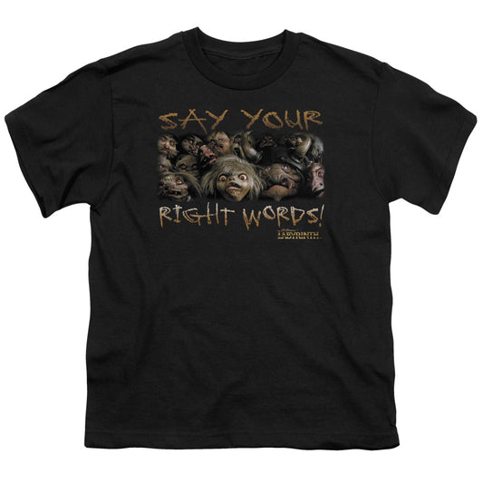 Labyrinth - Say Your Right Words - Short Sleeve Youth 18/1 - Black T-shirt