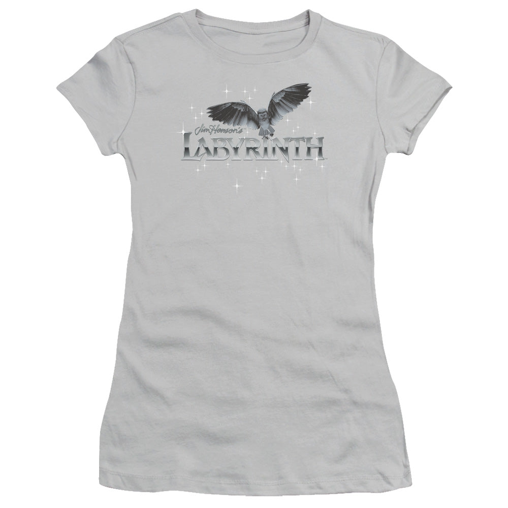 Labyrinth - Owl Logo - Short Sleeve Junior Sheer - Silver T-shirt