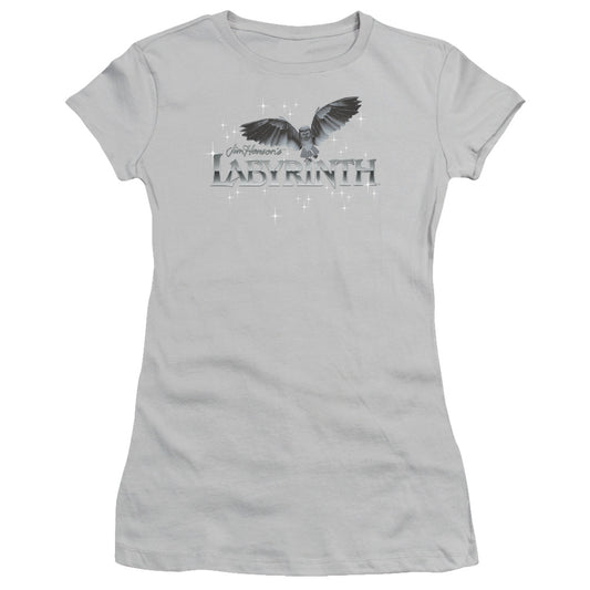 Labyrinth - Owl Logo - Short Sleeve Junior Sheer - Silver T-shirt