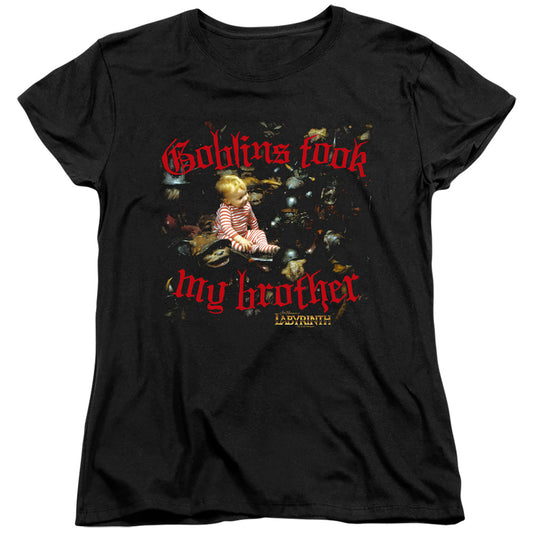 LABYRINTH GOBLINS TOOK MY BROTHER - S/S WOMENS TEE - BLACK T-Shirt