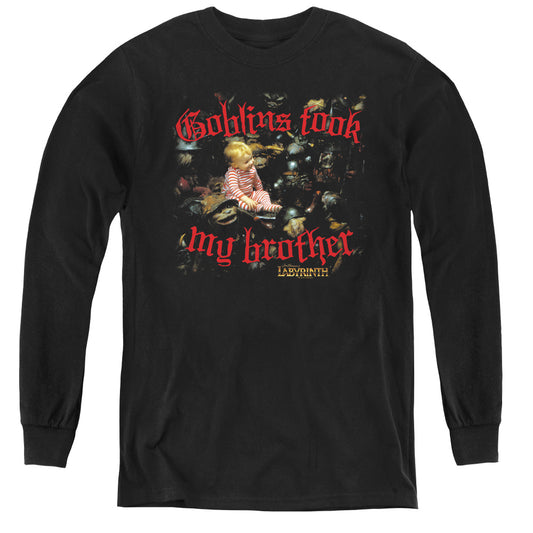 Labyrinth Goblins Took My Brother - Youth Long Sleeve Tee - Black