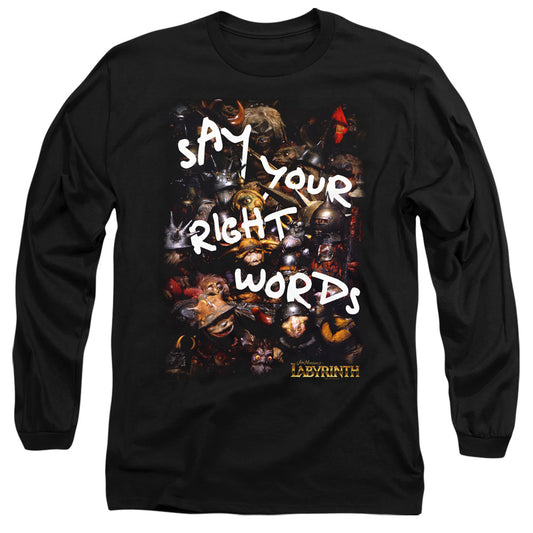 Labyrinth - Right Words - Long Sleeve Adult 18/1 - Black T-shirt