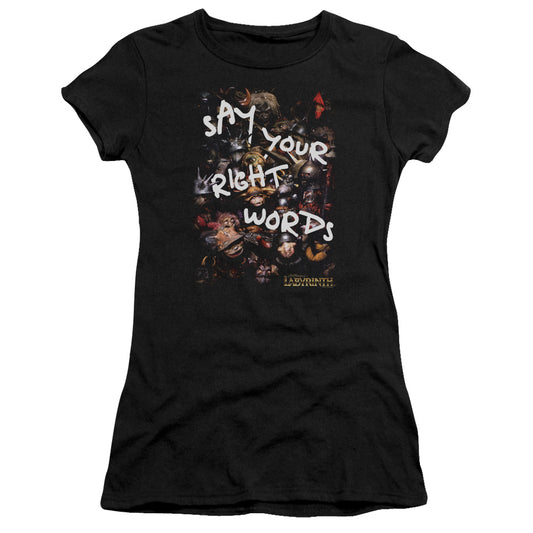 Labyrinth - Right Words - Short Sleeve Junior Sheer - Black T-shirt