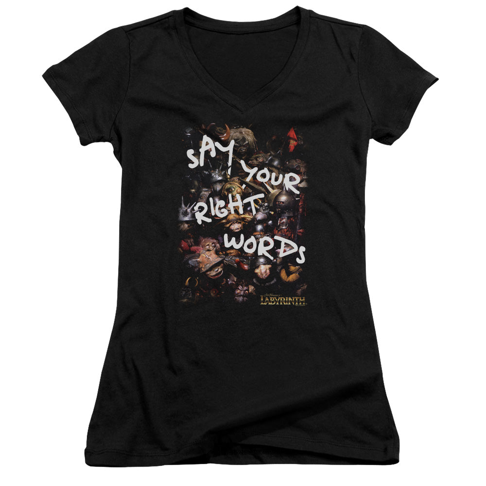 Labyrinth - Right Words - Junior V-neck - Black
