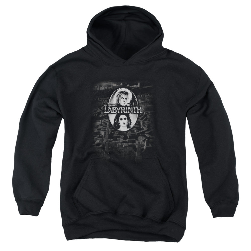 Labyrinth Maze-youth Pull-over Hoodie - Black