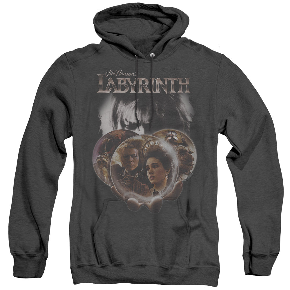 Labyrinth - Globes - Adult Heather Hoodie - Black