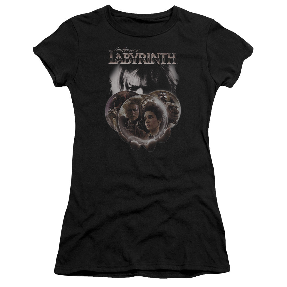 Labyrinth - Globes - Short Sleeve Junior Sheer - Black T-shirt