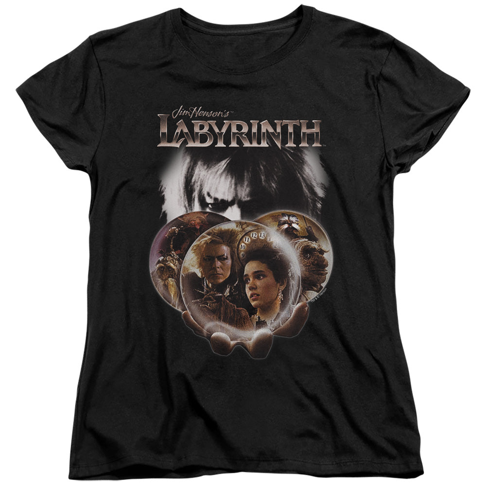 LABYRINTH GLOBES - S/S WOMENS TEE - BLACK T-Shirt