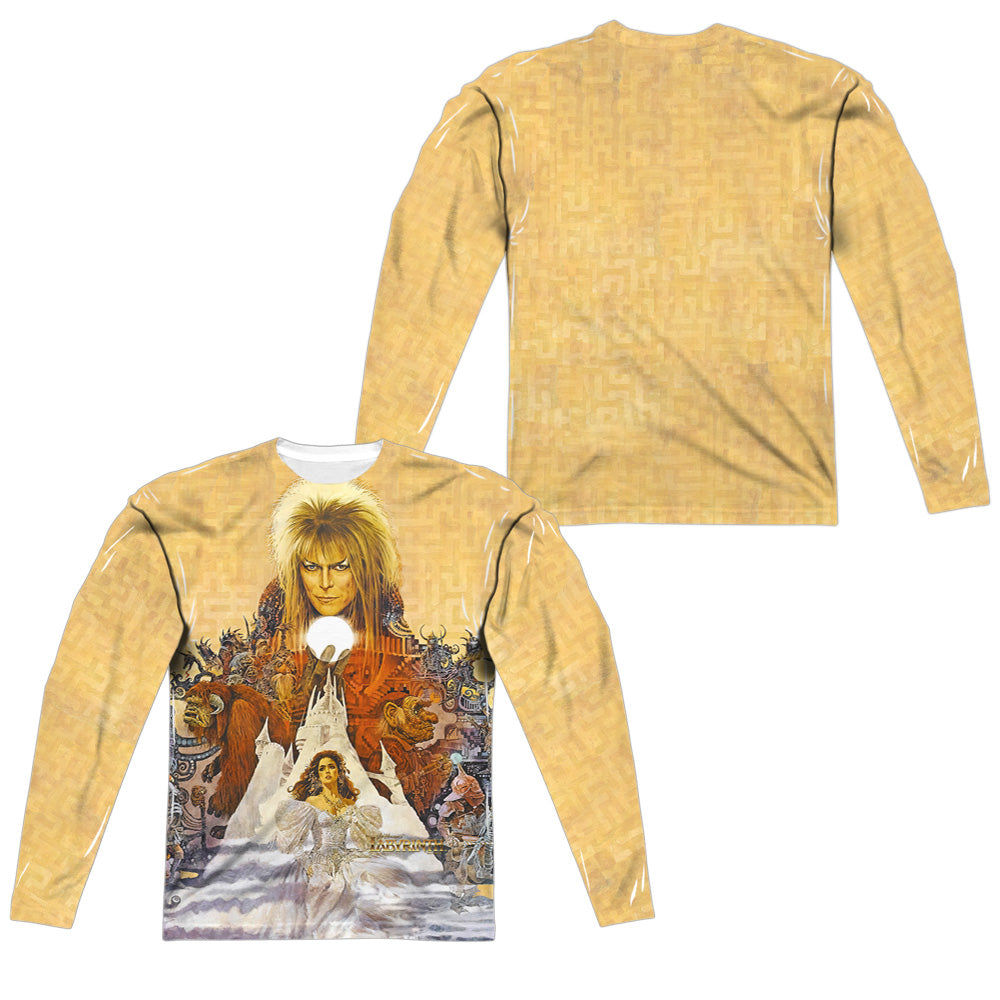 Labyrinth - Cover Art (Front/back Print) - Long Sleeve Adult Poly Crew  - White T-shirt