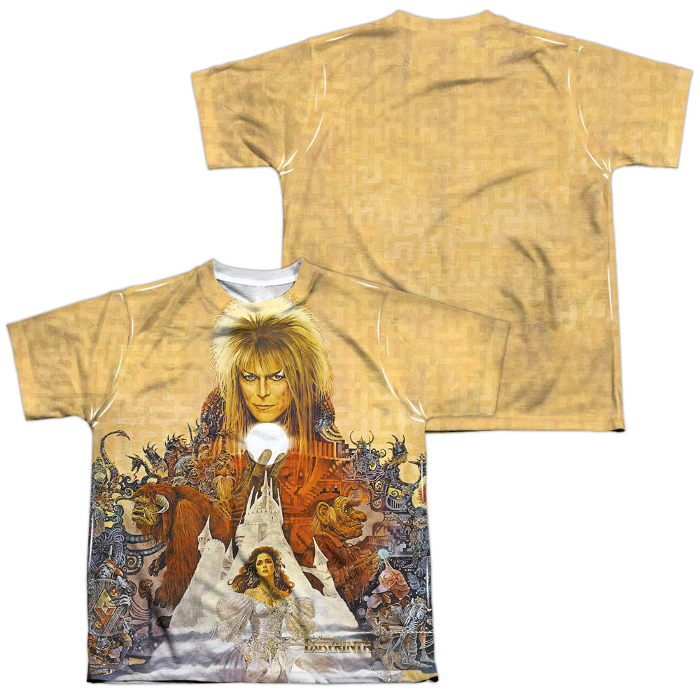 Labyrinth - Cover Art (Front/back Print) - Short Sleeve Youth Poly Crew - White T-shirt