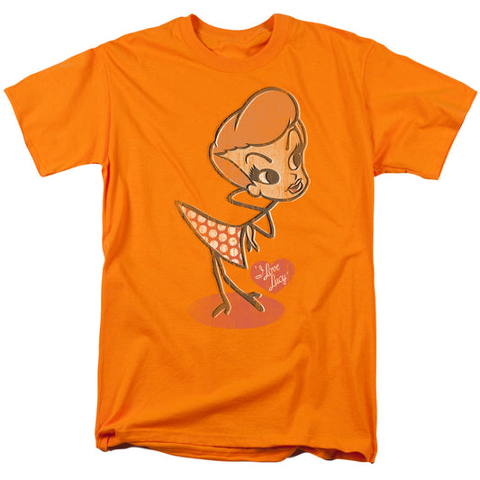 I Love Lucy - Vintage Doll - Short Sleeve Adult 18/1 - Orange T-shirt