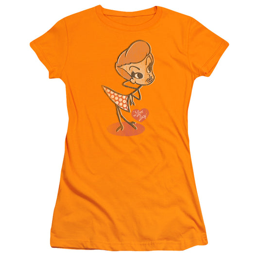 I Love Lucy - Vintage Doll - Short Sleeve Junior Sheer - Orange T-shirt