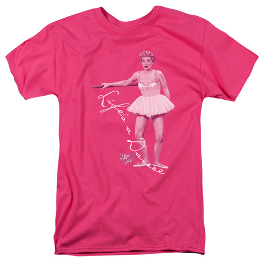 I Love Lucy - Lifes A Big Dance - Short Sleeve Adult 18/1 - Hot Pink T-shirt