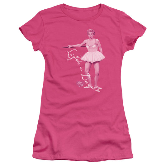 I Love Lucy - Lifes A Big Dance - Short Sleeve Junior Sheer - Hot Pink T-shirt