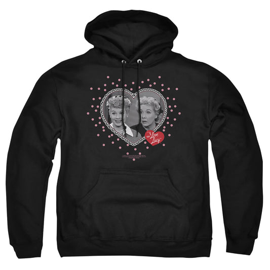 I Love Lucy - Hearts And Dots - Adult Pull-over Hoodie - Black