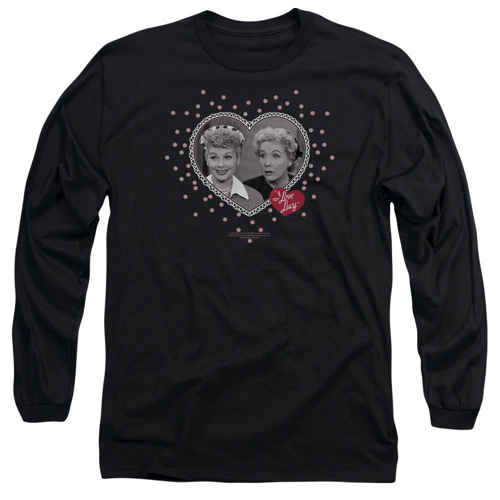 I Love Lucy - Hearts And Dots - Long Sleeve Adult 18/1 - Black T-shirt