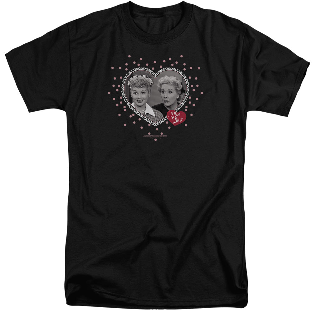 I Love Lucy - Hearts And Dots - Short Sleeve Adult Tall - Black T-shirt