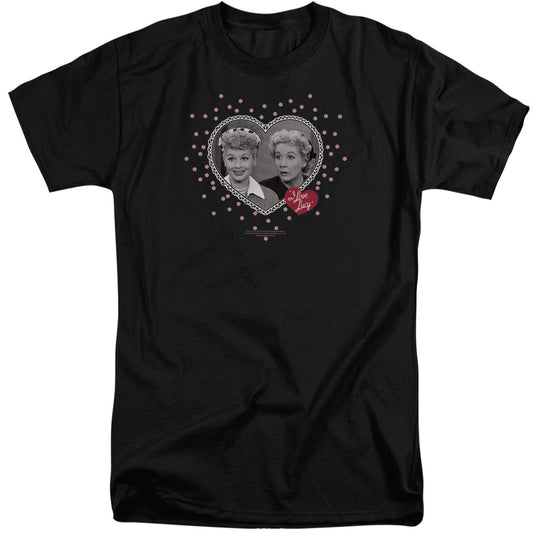 I Love Lucy - Hearts And Dots - Short Sleeve Adult Tall - Black T-shirt