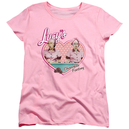 I Love Lucy - Chocolate Factory - Short Sleeve Womens Tee - Pink T-shirt