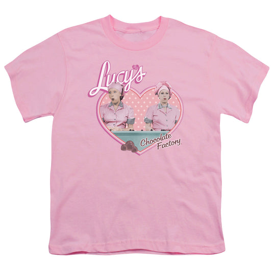 I Love Lucy - Chocolate Factory - Short Sleeve Youth 18/1 - Pink T-shirt