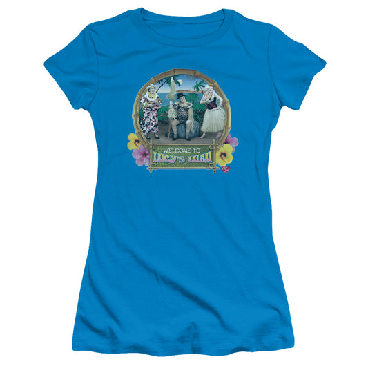 I Love Lucy - Lucys Luau - Short Sleeve Junior Sheer - Turquoise T-shirt