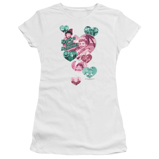 I Love Lucy - Never A Dull Moment - Short Sleeve Junior Sheer - White T-shirt