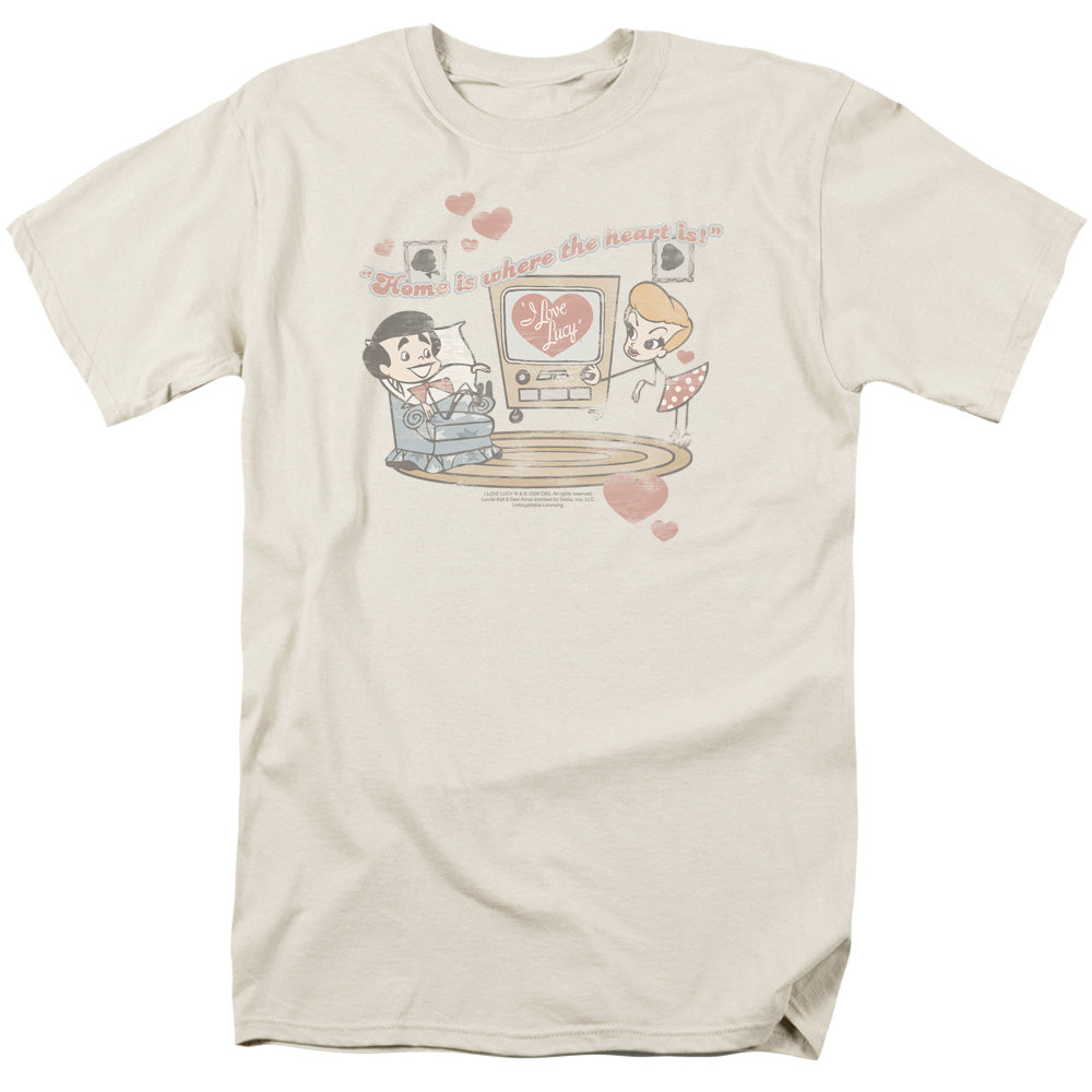 I Love Lucy - Home Is Where The Heart Is - Short Sleeve Adult 18/1 - Cream T-shirt