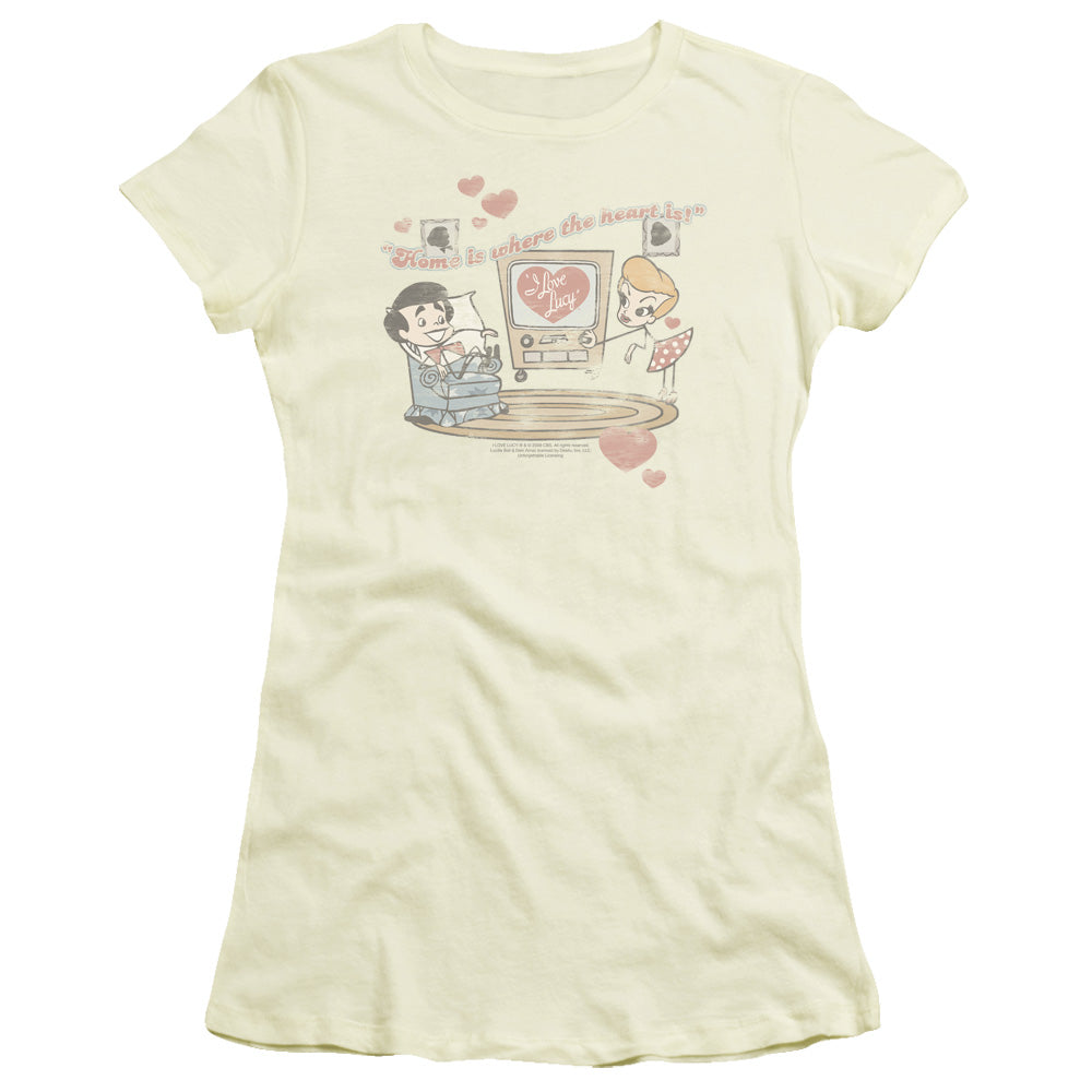 I Love Lucy - Home Is Where The Heart Is - Short Sleeve Junior Sheer - Cream T-shirt